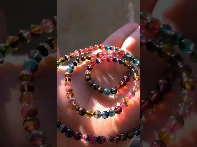 natural  rainbow tourmaline  necklace or 3circles bracelet with your pleasure