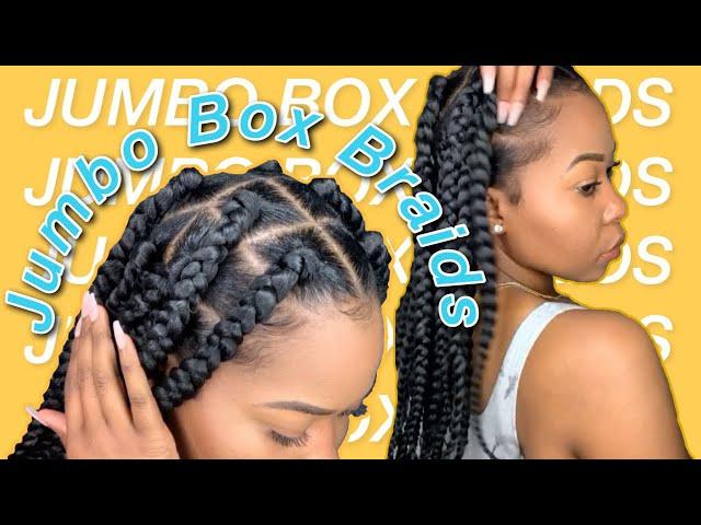 EASY Jumbo Box Braids + Rubber-band Method  | Beginner Friendly | Protective Style