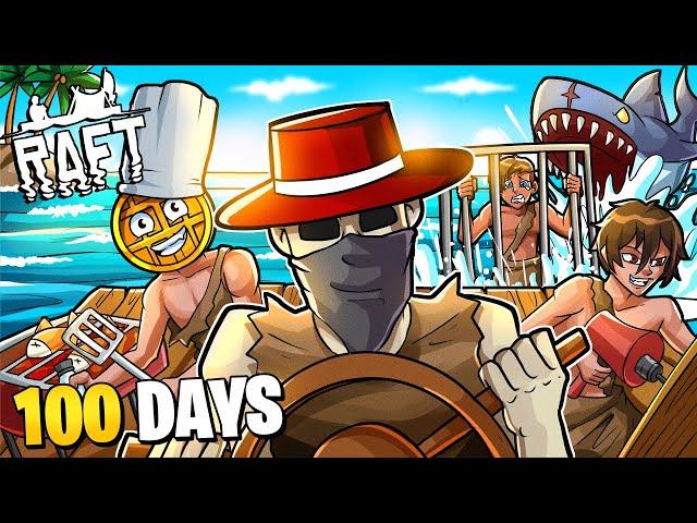 We Spent 100 DAYS In Raft Hard Survival!