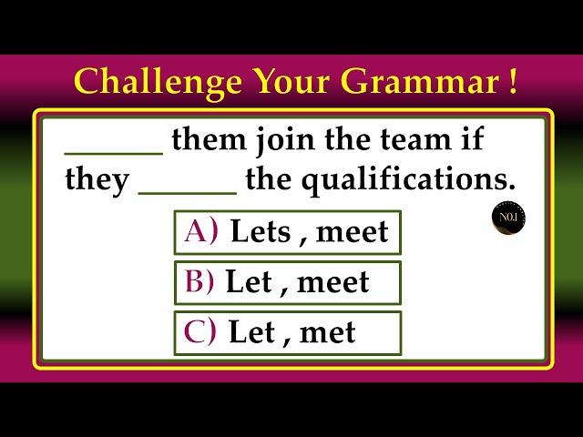 Challenge Your English Level | 30 English Quiz | All tenses practice Exercise | No.1 Quality English