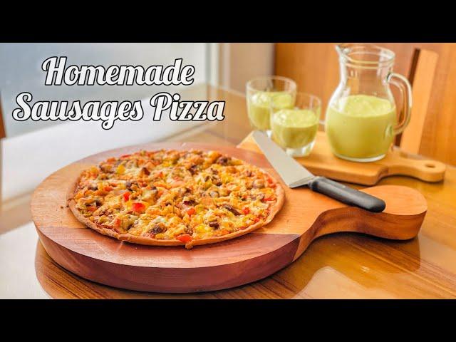 Homemade Sausages Pizza | හැමදේම ගණන් කාලේ පීසා එකක් ගෙදර ම රසට හදමු | Pork Sausages Pizza￼ | Bhagi