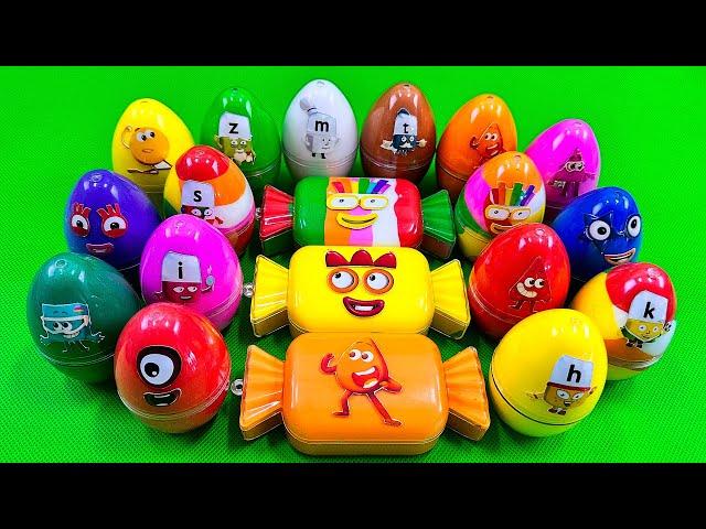 Rainbows Eggs  Hunting Numberblocks in Big Candy with Rainbow SLIME Colorful! Satisfying, ASMR