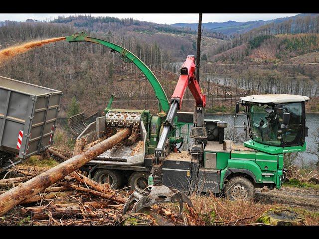 JENZ Hacker • Chippertruck Cobra HEM 593 • MAN Hacker • Wood chipper • Holzhacker • Loggingvideo 