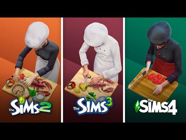 Cooking in The Sims / Comparison of 3 parts