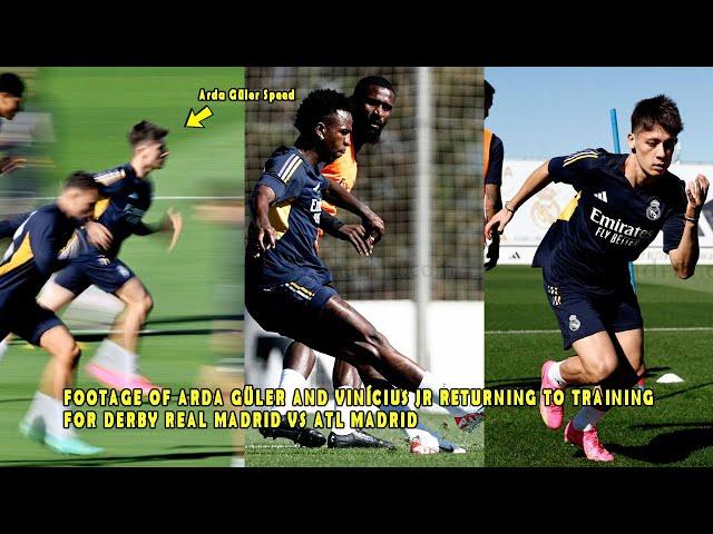 FOOTAGE OF ARDA GÜLER AND VINÍCIUS JR RETURNING TO TRAINING FOR DERBY REAL MADRID VS ATLÉTICO MADRID