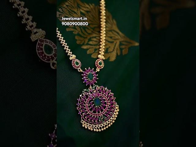 TRADITIONAL TEMPTATION! | Ruby Emerald Gold Chain Pendant | South Indian Jewellery #jewellery #new