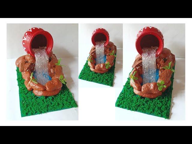 How to make waterfall from hot glue gun | DIY waterfall fountain | Best out of waste