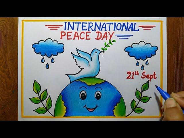 International Peace Day Poster Drawing,Sept-21th |How to draw World Peace Day Drawing Easy step