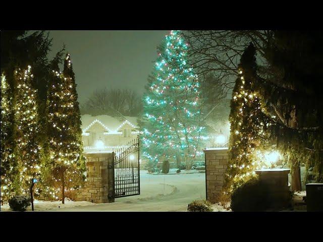 Night Before Christmas Snowfall Christmas Lights and Cozy Homes on Christmas Eve - Happy Holidays