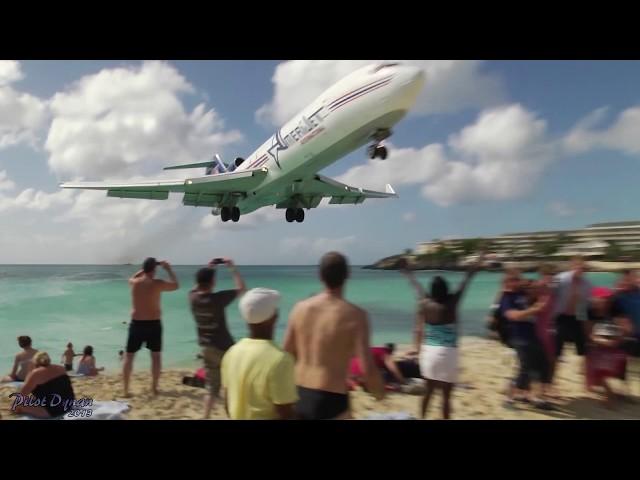 Amerijet / Boeing 727 coming in Low over Maho beach