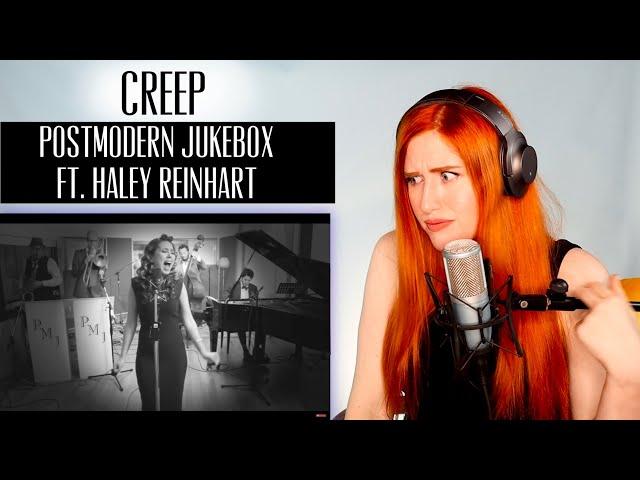 Creep... POSTMODERNJUKEBOX ft. HALEY REINHART | VOICE COACH REACTS | holy belting batman