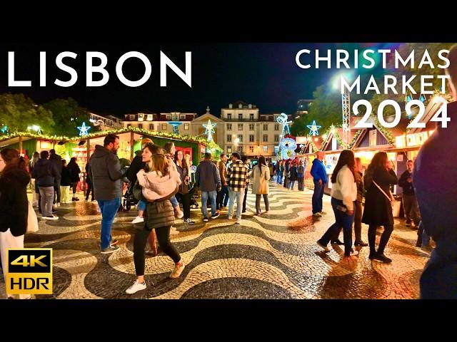 Christmas Lights LISBON 2024: Rossio Christmas Market 2024 Luzes de Natal Lisboa 2024 ️  4K HDR