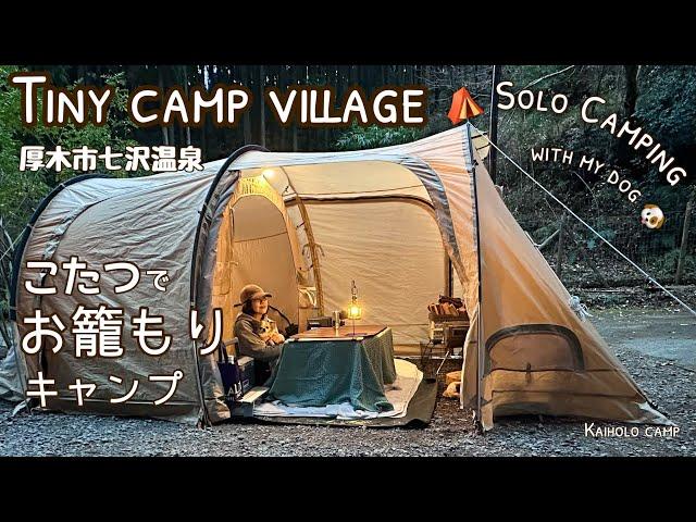 【50代女子ソロキャンプ】こたつでお籠りキャンプ TINY CAMP VILLAGE｜EcoFlow DELTA 2｜Solo camping with my dog. Vlog［15］