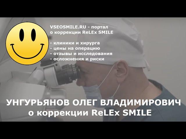 Офтальмолог Унгурьянов Олег Владимирович о лазерной коррекции зрения СМАЙЛ (ReLEx SMILE)
