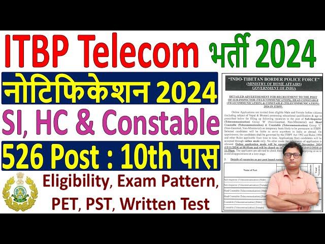 ITBP Constable Telecom Recruitment 2024 ¦ ITBP Telecom Vacancy 2024 ¦ ITBP Telecom Notification 2024