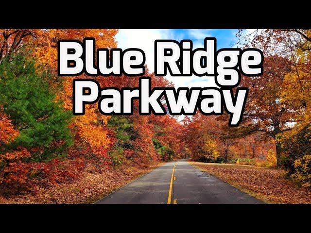 Long Drive on Scenic Blue Ridge Parkway During Fall Peak Colors