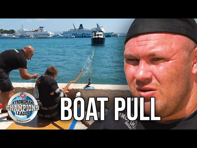 13 Tonne Boat Pull Smashed In 23 Seconds By Strongman Dainis Zageris | Strongman Champions League