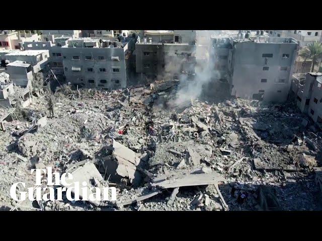 Gaza: drone footage shows aftermath of strike on Nuseirat refugee camp