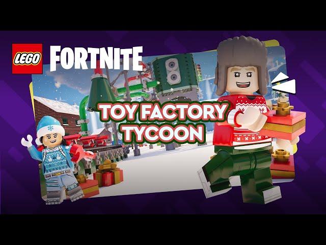 FORTNITE LEGO TOY FACTORY TYCOON - 25/25 GIFTS, ALL TOYS, SECRET ENGINE ROOM MAP CODE 0524-6853-1181