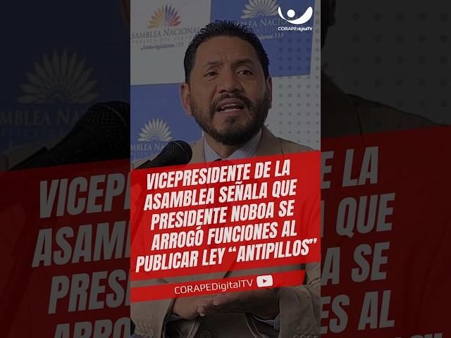 Vicepresidente legislativo señala que presidente Noboa se arrogó funciones en Ley "Antipillos"