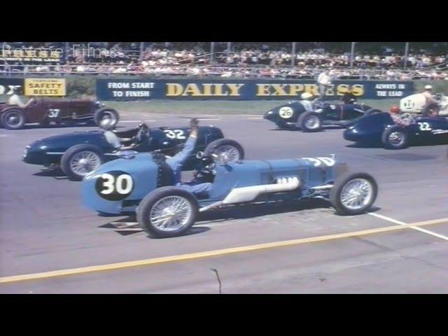 1963 Vintage Car Racing at Silverstone Race Track 16mm Archive Colour Film.