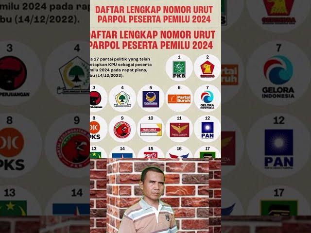 Partai Peserta Pemili 2024 Resmi @BudiKomputer