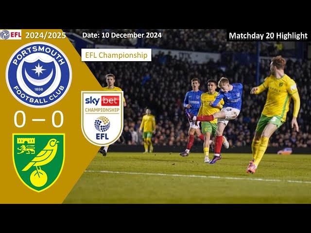 Portsmouth 0-0 Norwich City, Matchday 20, 2024/25 EFL Championship Highlight