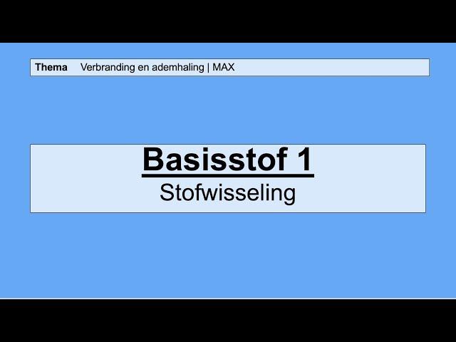 VMBO HAVO 2 | Verbranding en ademhaling | 1. Stofwisseling | 8e editie | MAX