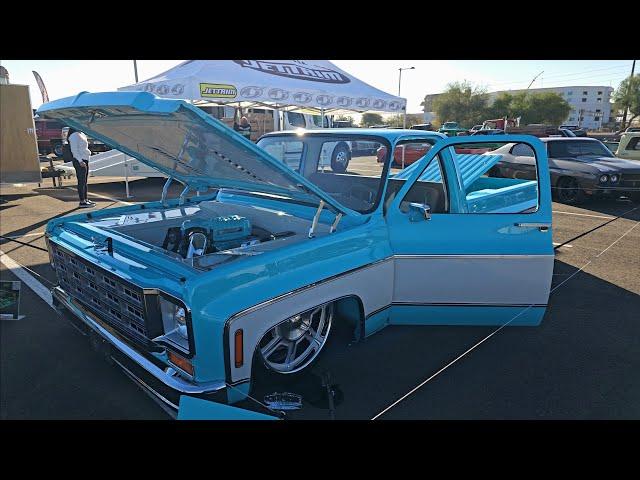 THE WORLD'S LARGEST CHEVY C10 TRUCK EVENT!!! DINO'S GIT DOWN STATE FARM STADIUM GLENDALE, ARIZONA 4K