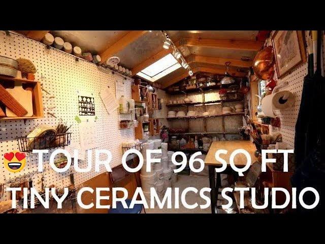 96 Square foot Tiny Ceramic Clay Studio | Tour of Pottery Workshop