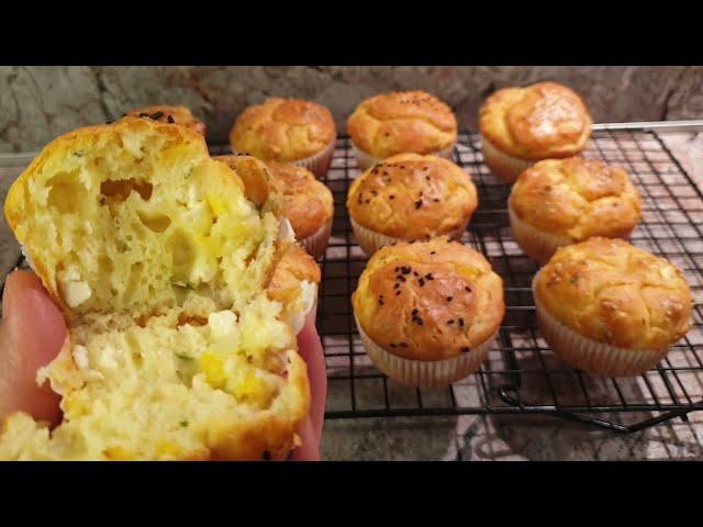 Recipe in 5 minutes! Soft and fluffy salty MUFFINS! super tasty and disappear in an instant!