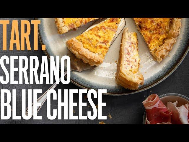 Serrano ham & blue cheese puff pastry tart. | Easy French home cooking series