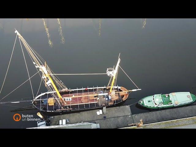 Die Gaffelketsch "BV II  Vegesack" sendet SOS