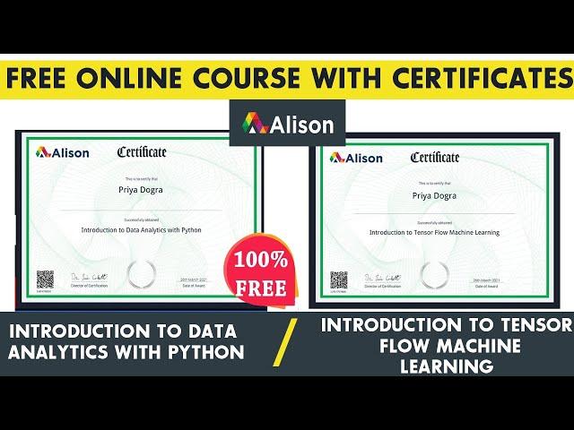 Alison Free Certificate | Data Science with Python | Machine learning Free Course