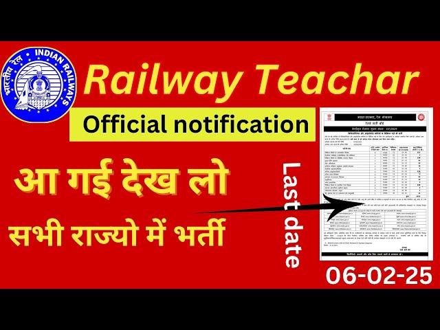 Railway permanent teacher vacancy 2025 notification out on website ￼￼