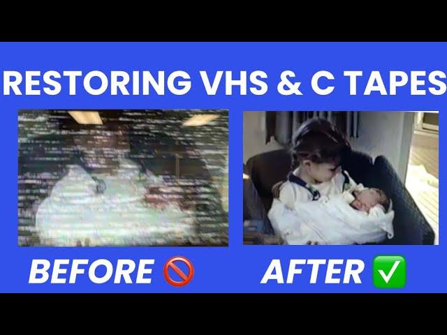 VHS-C Video Tape VCR Head Cleaning Before and After Damaged and Restored by Got Memories