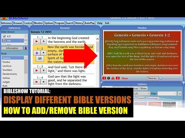 Display Different Bible Versions on Live Output/How To Add or Remove Bible Versions | BIBLESHOW