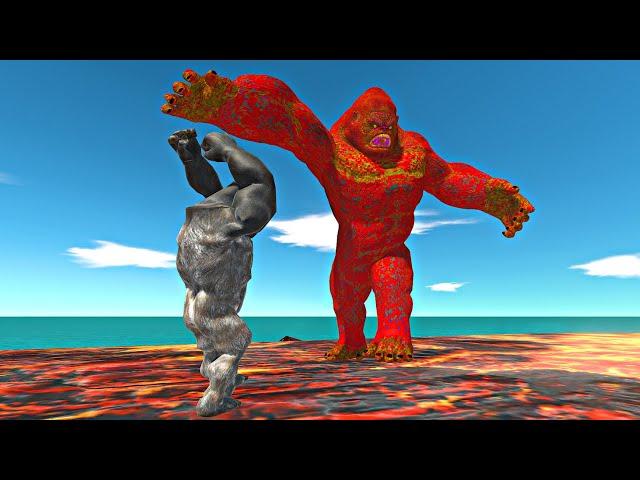 Magma Gorilla vs King Kong Evolution in Magma Arena - Animal Revolt Battle Simulator