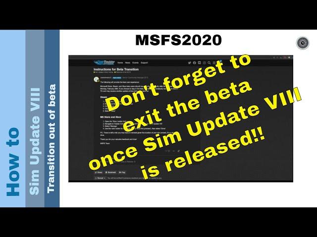 Flight Simulator 2020 - How to - Sim Update VIII - transition from beta to production