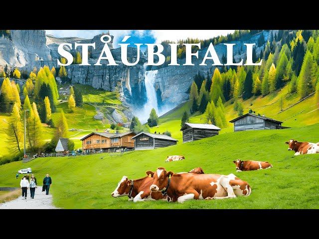 Swiss Alps  Lush green meadows, snow capped peaks, and charming chalets