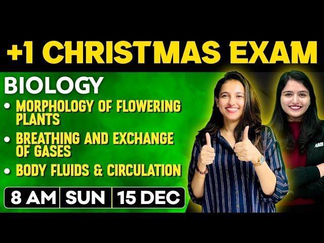 +1 Biology Christmas Exam | Morphology , Breathing And Exchange , Body Fluids | Full Chapters