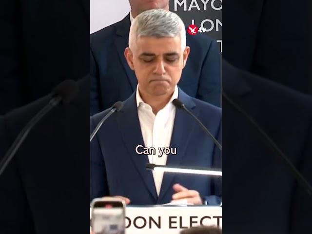 Britain First London mayoral candidate interrupts Sadiq Khan’s victory speech #shorts