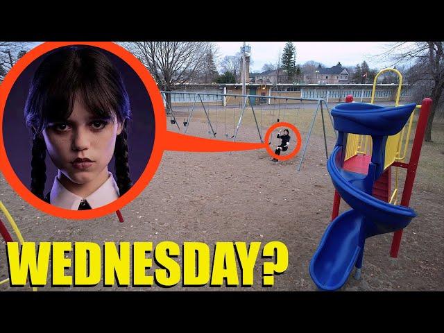 drone catches Wednesday Addams at haunted park (we found her!)