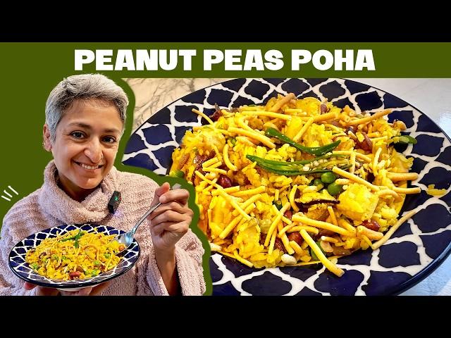 KANDA POHA - peanuts and peas poha!