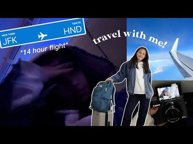 14 hour flight to JAPAN! | travel day vlog + my carry on essentials