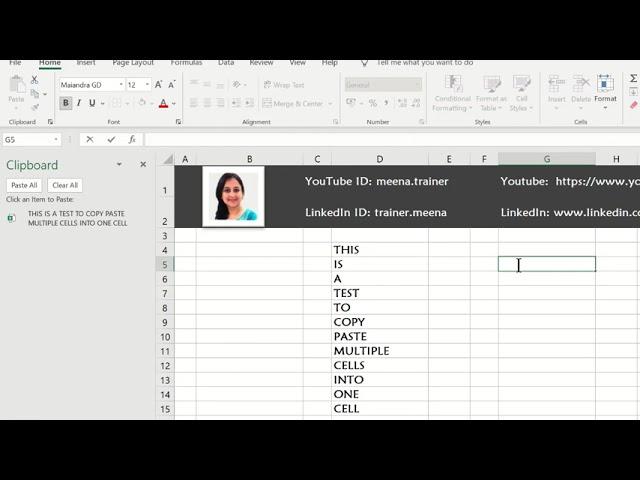 How to paste multiple cells into one single cell in Excel