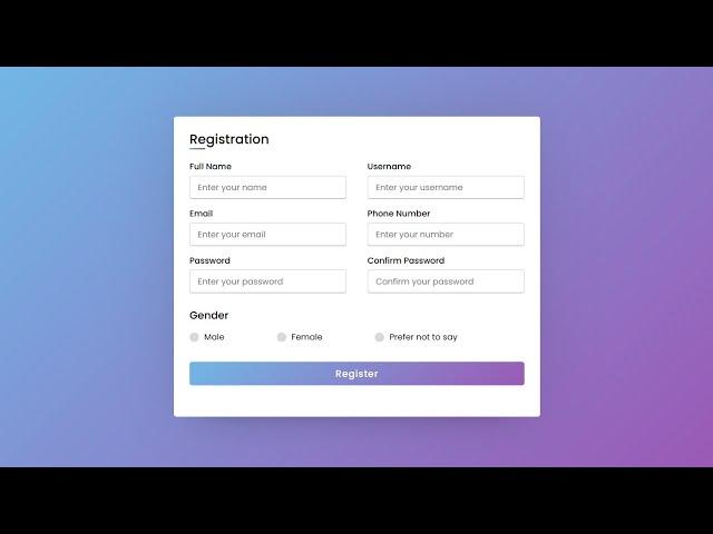 Responsive Registration Form in HTML & CSS