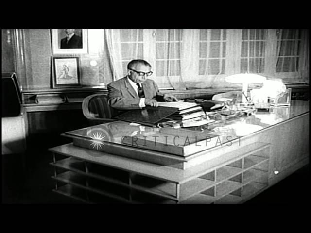 Premier Ali Amini of Iran in his office. HD Stock Footage