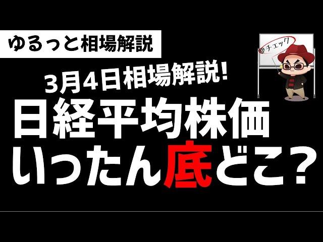 【3月4日のゆるっと相場解説】日経平均株価はいったんの底値ラインはどこなのか？ズボラ株投資