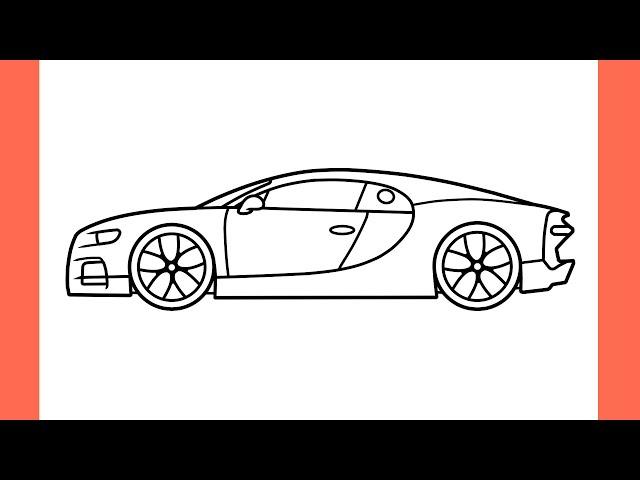 How to draw a BUGATTI CHIRON easy / drawing sports car step by step